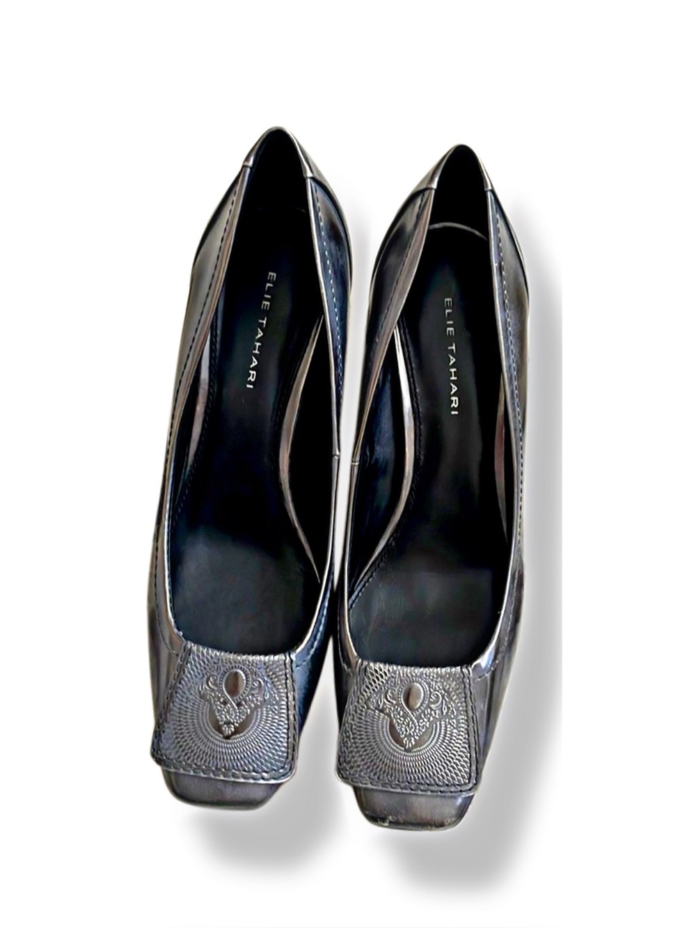 SILVER METALLIC LEATHER KITTEN HEELS